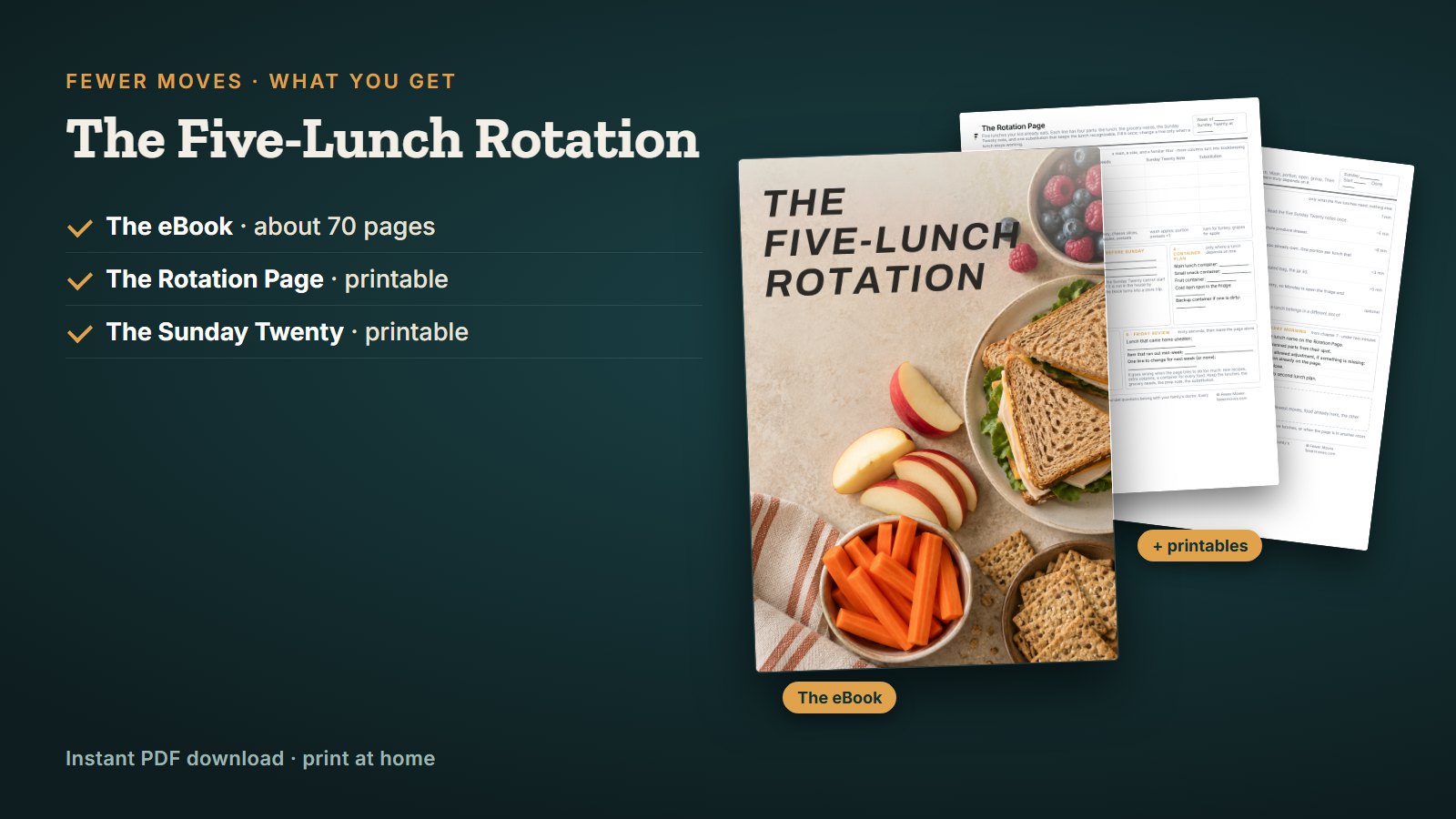 The Five-Lunch Rotation: the eBook and the printable pages